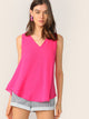 Solid High Low Hem V Neck Top