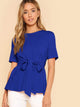SHEIN Neon Lime Keyhole Back Belted Top