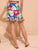 Tropical Print Ruffle Trim Wrap Knotted Skirt
