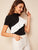 Mock Neck Contrast Flounce Trim Top