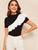 Mock Neck Contrast Flounce Trim Top