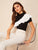 Mock Neck Contrast Flounce Trim Top