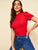 Mock-neck Puff Sleeve Solid Top