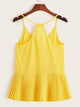 Pleated Hem Solid Chiffon Cami Top