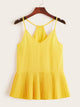 Pleated Hem Solid Chiffon Cami Top