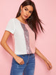 Sequin Patched Colorblock Top