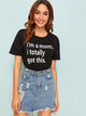 Letter Print Short Sleeve Tee