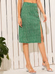 Ditsy Floral Print Slit Hem Button Front Skirt