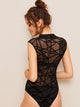 Geo Mesh Mock Collar Bodysuit