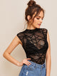 Geo Mesh Mock Collar Bodysuit