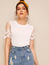 Contrast Lace Sleeve Tee