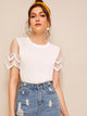 Contrast Lace Sleeve Tee