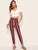 Elastic Waist Striped Cigarette Pants