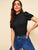 Mock-neck Puff Sleeve Solid Top
