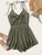 Tie Front Shirred Layer Ruffle Hem Cami Playsuit