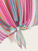 Colorful Striped Knotted Front Top