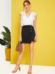 Embroidered Eyelet Ruffle Armhole Low Side Bodysuit