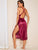 Floral Lace Cutout Satin Slips With Thong