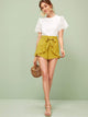 Eyelet Embroidered Sleeve Frill Trim Tee