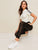 Flocked Mesh Hem Skinny Leggings