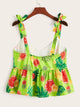 Fruit & Plant Print Ruffle Hem Cami Top