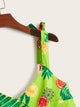 Fruit & Plant Print Ruffle Hem Cami Top