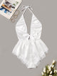 Lace Trim Satin Romper Bodysuit