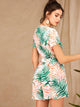 Tropical Print Tie Front Peekaboo Romper