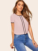 Contrast Binding Keyhole Back Top