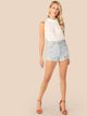 Frilled Neck Gathered Detail Top