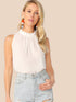 Frilled Neck Gathered Detail Top