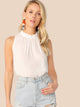 Frilled Neck Gathered Detail Top