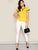 Contrast Binding Keyhole Flutter Sleeve Top