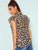 Tie Neck Butterfly Sleeve Leopard Top