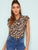 Tie Neck Butterfly Sleeve Leopard Top