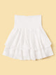 Solid Shirred Waist Layered Ruffle Skirt