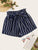 Striped Tie Front Paperbag Shorts