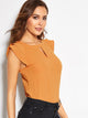V-cut Neck Layer Cuff Keyhole Back Blouse