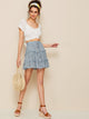 Ditsy Floral Drawstring Waist Frill Trim Skirt