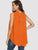 Neon Orange Tie Back Mock-neck Asymmetrical Hem Blouse