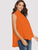 Neon Orange Tie Back Mock-neck Asymmetrical Hem Blouse