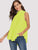 Neon Orange Tie Back Mock-neck Asymmetrical Hem Blouse