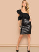 Exaggerate Ruffle Yoke Asymmetrical Shoulder Bodysuit