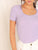 Lace Trim Slim Fitted Rib-knit Tee