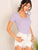 Lace Trim Slim Fitted Rib-knit Tee
