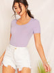 Lace Trim Slim Fitted Rib-knit Tee