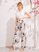Floral Print Wide Leg Pants