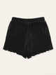 Drawstring Waist Lettuce Trim Pleated Shorts