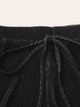 Drawstring Waist Lettuce Trim Pleated Shorts