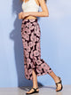 Knot Waist Contrast Stitch Trim Floral Wrap Skirt